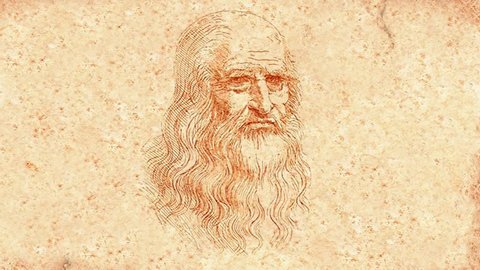 Leonardo Da Vinci winks and smiles (animation)
