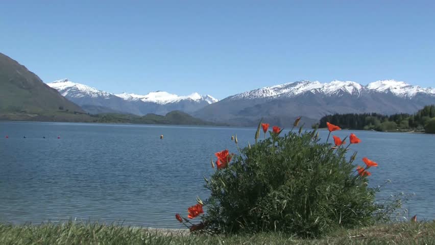 Wanaka, New Zealand, Circa July 2011. view over Lake Wanaka with a backdrop of