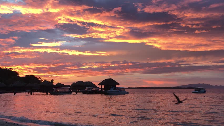 Bora Bora Sunset On The Stock Footage Video 100 Royalty Free 2913 Shutterstock