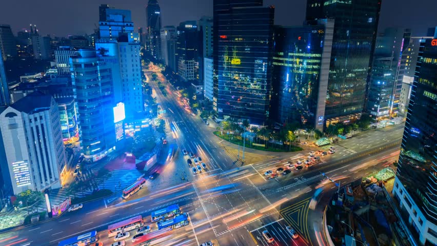 Time lapse of traffic in Seoul, Korea. Gangnam: 23 JUL 2017 | Shutterstock HD Video #29184517