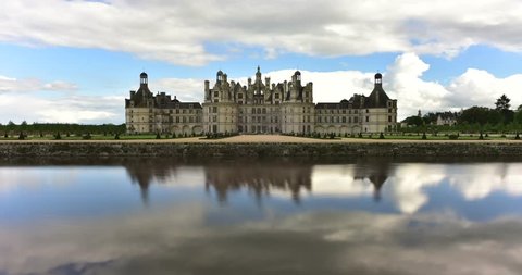 Timelapse of Chateau de Chambord, the largest castle in the Loire Valley. A UNESCO world heritage site in France. Built in the XVI century, it is now a property of the French state