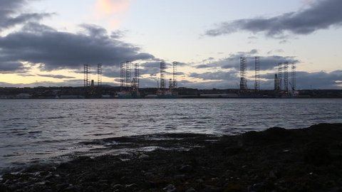 Timelapse of five oil rigs at Port of Dundee Scotland