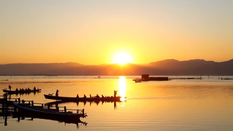 Inle Lake at Myanmar (Burma) at Sunset