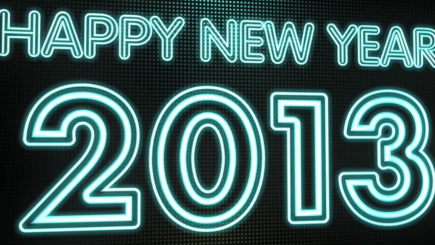 Animation of a Neon Sign Lighting Up the New Year 2013