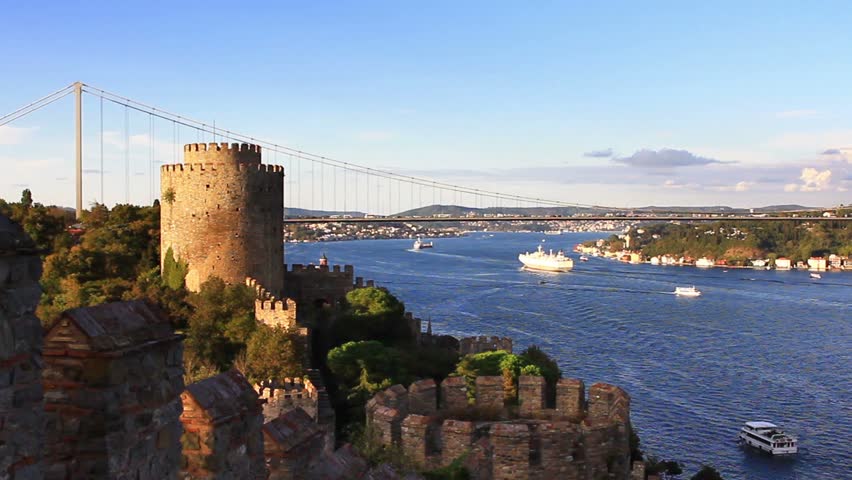 Bosphorus from Rumeli Fortress with the Fatih Sultan Mehmet Bridge in the