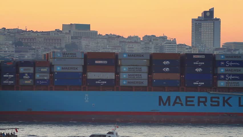 ISTANBUL - JUN 2: Cargo ship MAERSK KOWLOON (IMO: 9348649, Singapore) full of