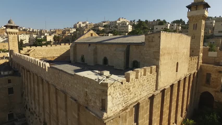 Cave of the Patriarchs, religious site in Israel, drone footage 1080p 50p Royalty-Free Stock Footage #29237425