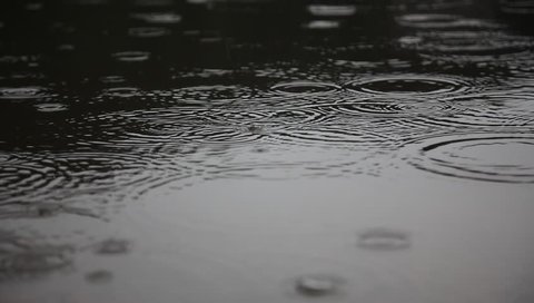 closeup footage rain on water surface