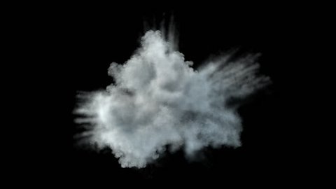 Middle size trotyl explosion with trails (with alpha channel). Smoke density - normal. Separated on pure black background.