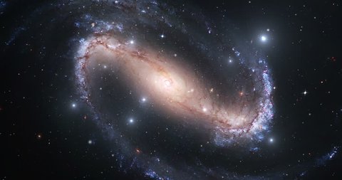 Barred Spiral Galaxy Turning in the Universe Stars Floating in Space some elements furnished by NASA images