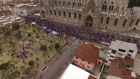 Aerial View of Easter Procession of Quito, Ecuador