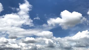Time lapse clip of  white clouds flow over  blue sky.