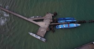 Ferry pier samui 4k video aerial