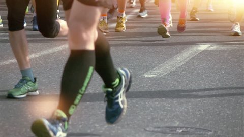 High quality video of marathon runners in real 1080p slow motion 250fps
