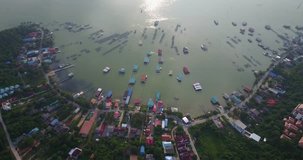 Fisherman village ko-yo, Songkhla, Thailand aerial in 4k