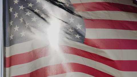 USA American flag is waving. Slow motion 100 fps