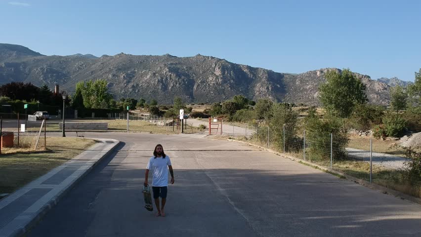 Boy riding a skateboard