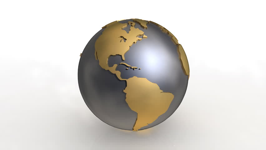 3D rotating metal earth on white background