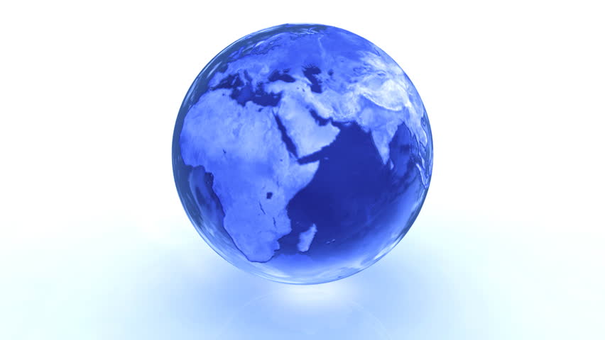 3D rotating glossy earth on white background