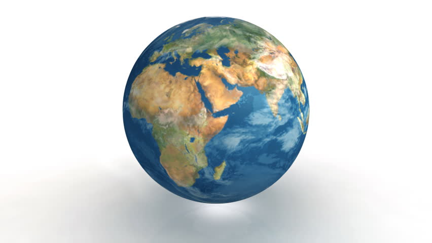3D rotating earth on white background