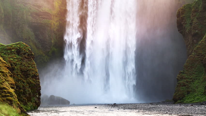 Famous Skogafoss waterfall. Popular tourist attraction. Location Skoga river, Iceland, Europe. Unique place on earth. Explore the world's beauty. Save environment. Shooting in HD 1080 video. | Shutterstock HD Video #29288446