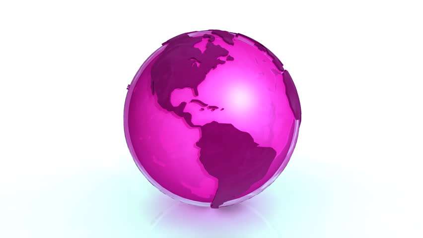 3D rotating glassy earth on white background