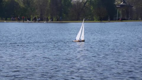 Miniature sailboats in London Park