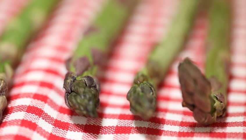 Asparagus on the kitchen table