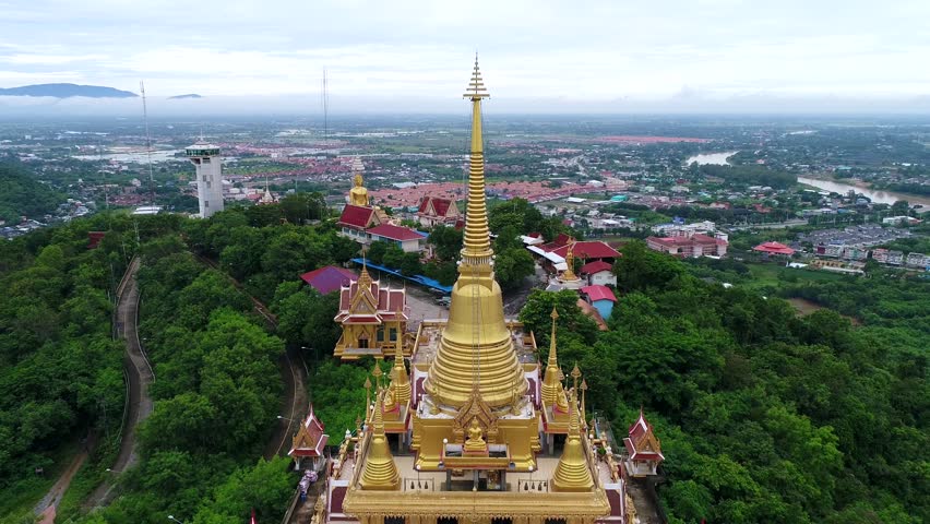 The Thai temple on top of mountain in Nakhon Sawan provine, Thailand. stock...