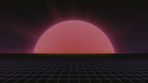 80s Retro Sun and Grid - Seamlessly Looping Animated Background