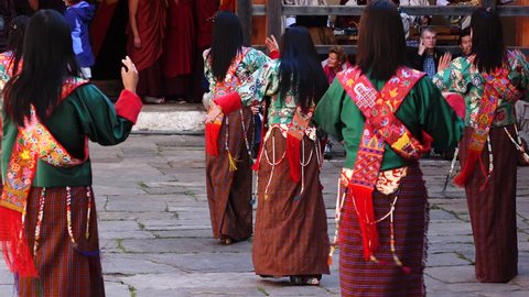 Bumthang, Bhutan - March, 2016: Tamshing Phala Chhoupa festival, Tamshing Monastery, nr Jakar.