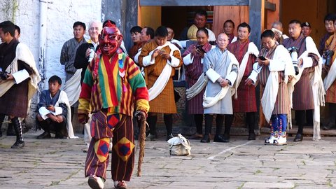 Bumthang, Bhutan - March, 2016: Tamshing Phala Chhoupa festival, Tamshing Monastery, nr Jakar