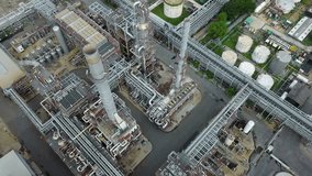 4K Top view of a petrochemical plant