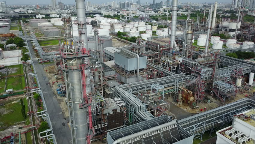 4K Top view of oil refinery plant Royalty-Free Stock Footage #29319232