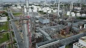 4K Top view of oil refinery plant