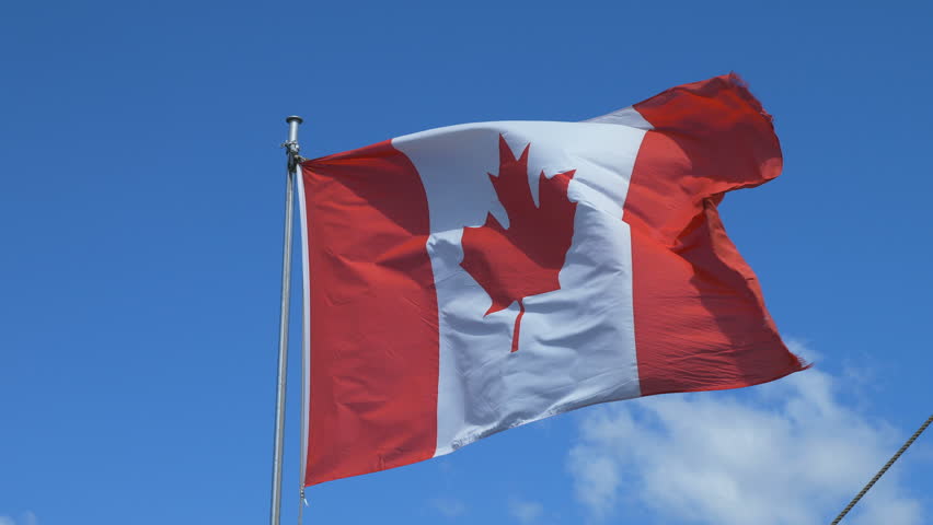 Canadian Flag Waves Fast in Stock Footage Video (100% Royalty-free ...