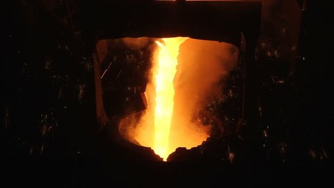 Molten steel pouring in ladle
Molten metal is being transported to be poured from ladle for casting.
