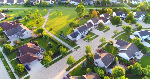 Beautiful Suburban Homes Summertime Aerial View Stock Footage Video ...