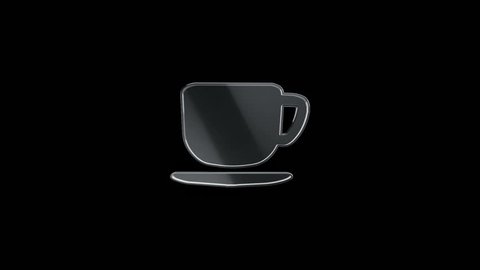 3D Animation rotation of symbol of food, drink, cafe, restaurant, foodstuff and eating from glass. Animation of seamless loop.
