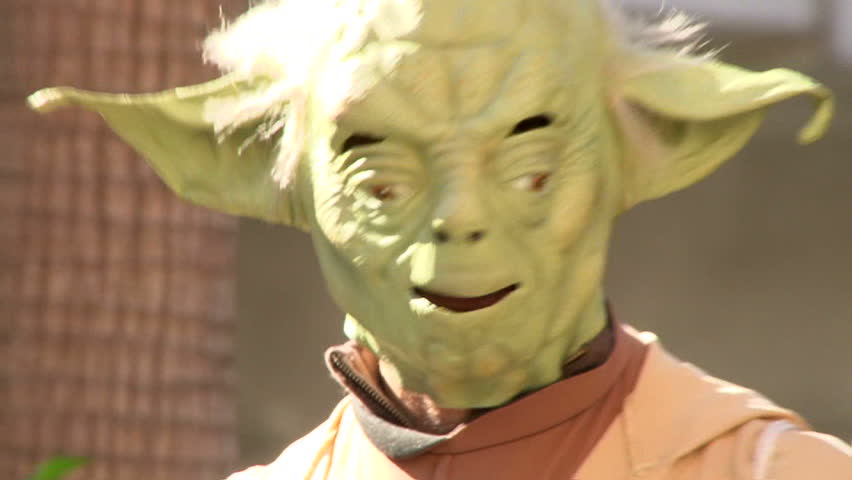 LAS VEGAS, NEVADA - CIRCA 2012 - Star Wars Yoda impersonator in Las Vegas waving