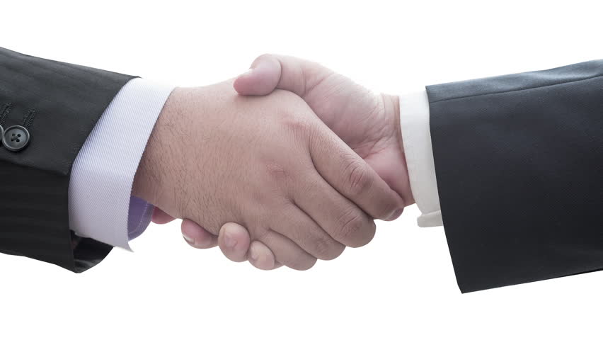 Double Exposure of Businessmen Shaking Hands and Falling Money. Royalty-Free Stock Footage #29398828