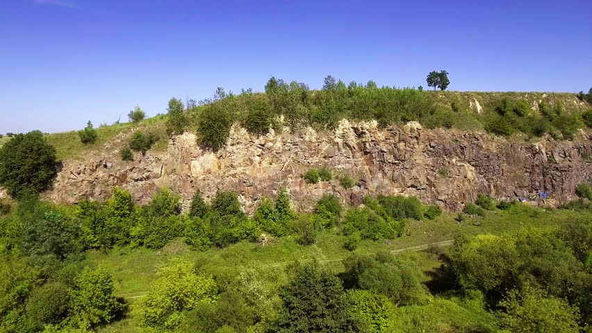 Aerial view of rock from which granite is mined