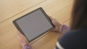 Footage Of Woman Holding Digital Tablet With Blank Screen