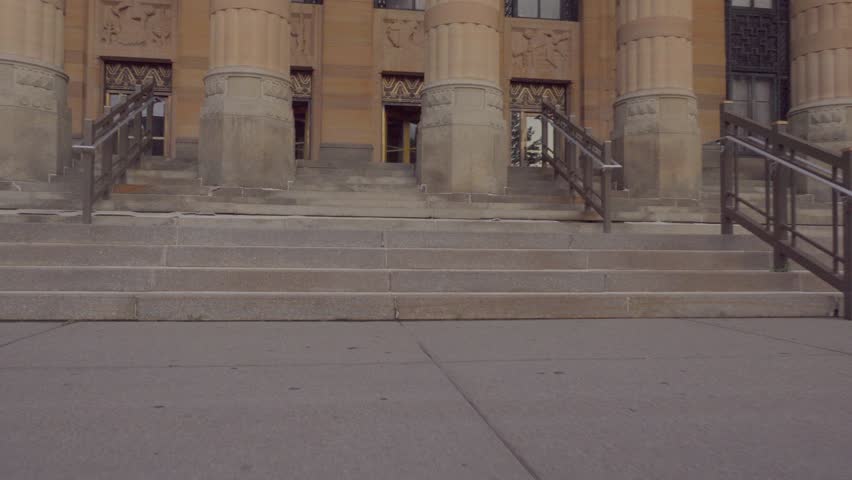 Walking through urban city of downtown Buffalo New York. Views and city scenes of Northern city of Buffalo NY.