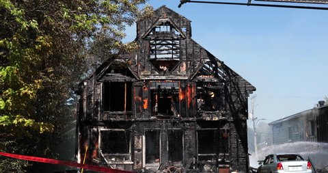 Quebec, Canada - July 2017 - House burnt to ashes.