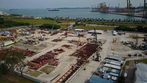 SINGAPORE - MAY 2017: Aerial view of construction site in Singapore