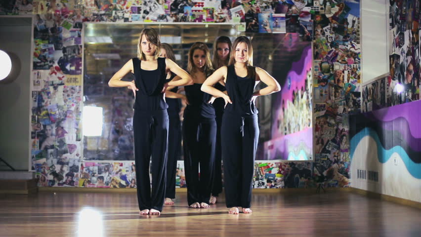 Women team dancing. 
