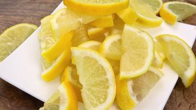 Fresh made chopped Lemons (not loopable; 4K)