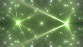 VJ Fractal green kaleidoscopic background. Background gold motion with fractal design. Disco spectrum lights concert spot bulb. Light Tunnel. Seamless loop.