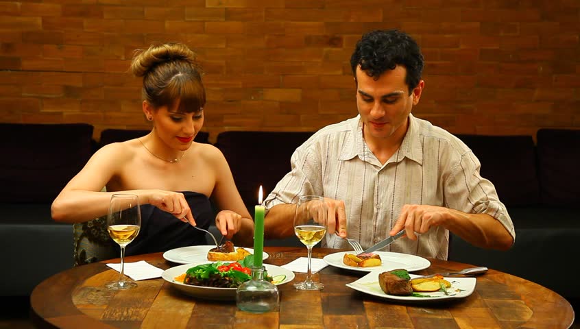 Couple Having Dinner in Restaurant Stock Footage Video (100% Royalty